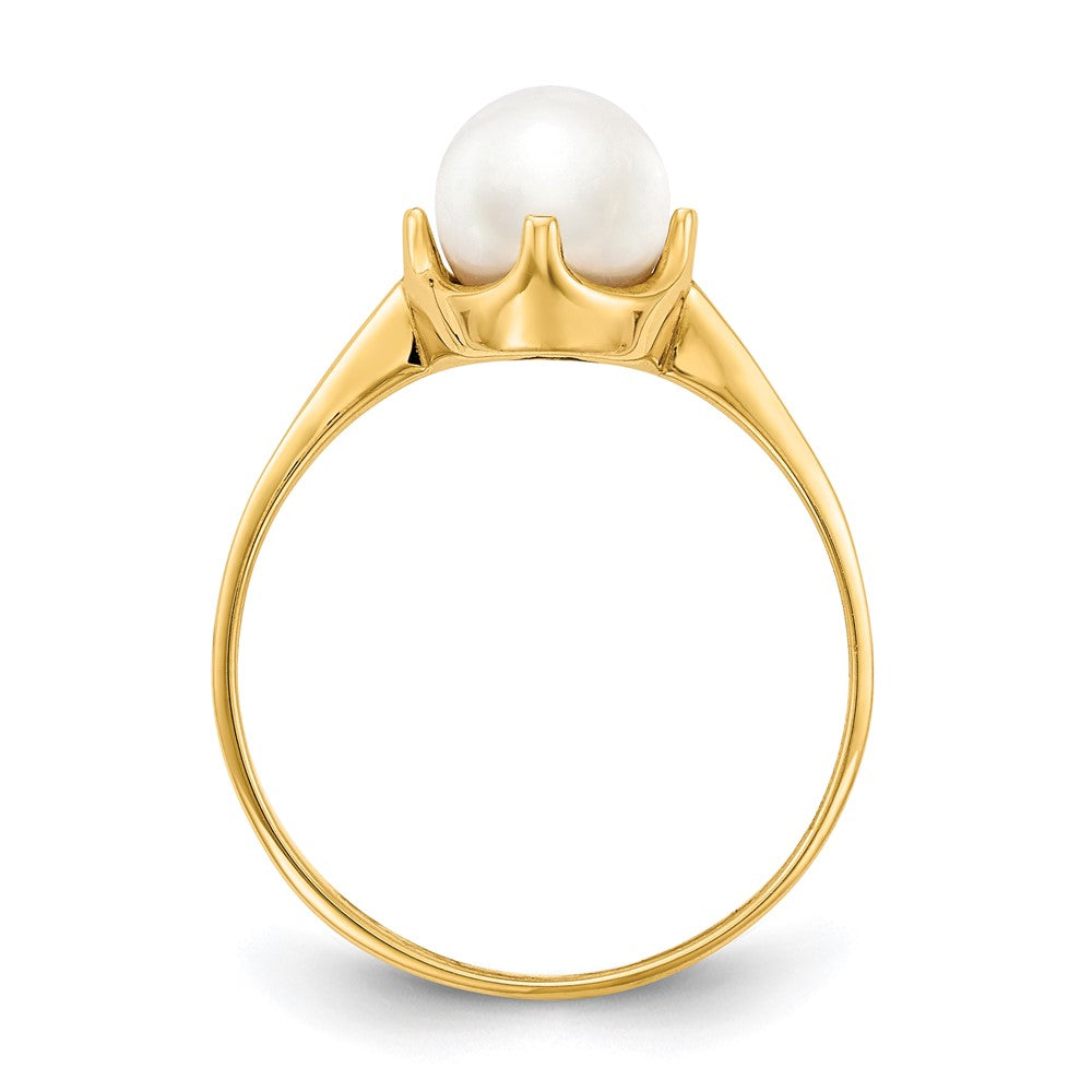 Gold Polished Freshwater Pearl and Diamond Rings