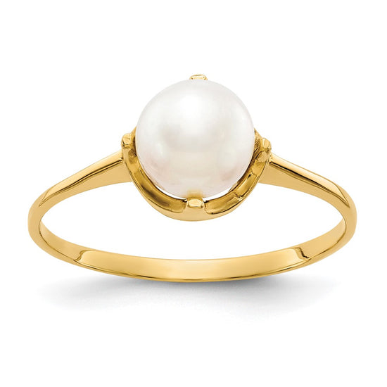 Gold Polished Freshwater Pearl and Diamond Rings