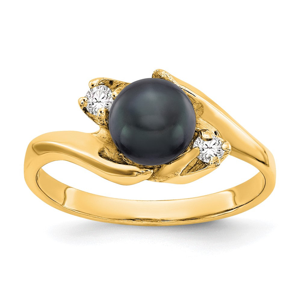 14k Polished Diamond & Pearl Ring Mounting