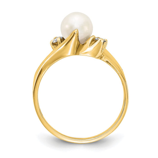 Gold Freshwater Cultured Pearl and Diamond Rings