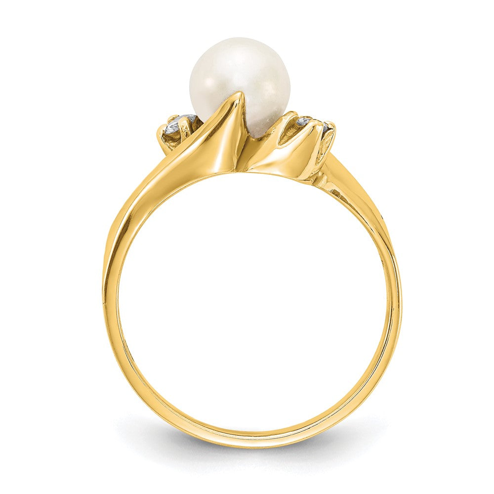 Gold Freshwater Cultured Pearl and Diamond Rings