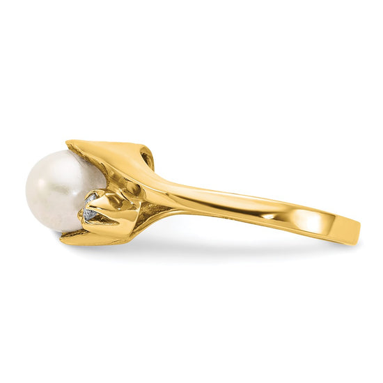Gold Freshwater Cultured Pearl and Diamond Rings