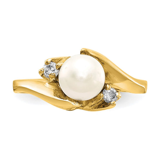 Gold Freshwater Cultured Pearl and Diamond Rings