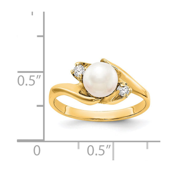 Gold Freshwater Cultured Pearl and Diamond Rings