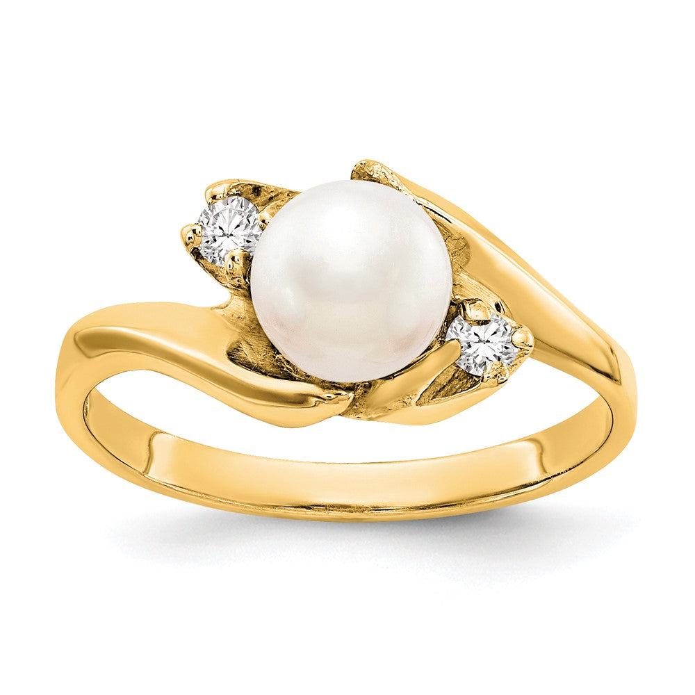 Gold Freshwater Cultured Pearl and Diamond Rings