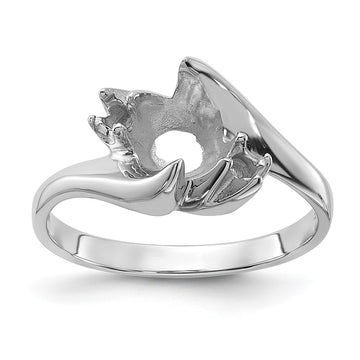 14k White Gold Polished Diamond & Pearl Ring Mounting