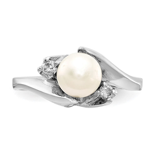Gold Freshwater Cultured Pearl and Diamond Rings