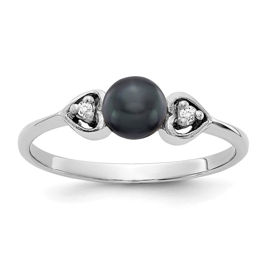Gold Polished Freshwater Pearl and Diamond Rings