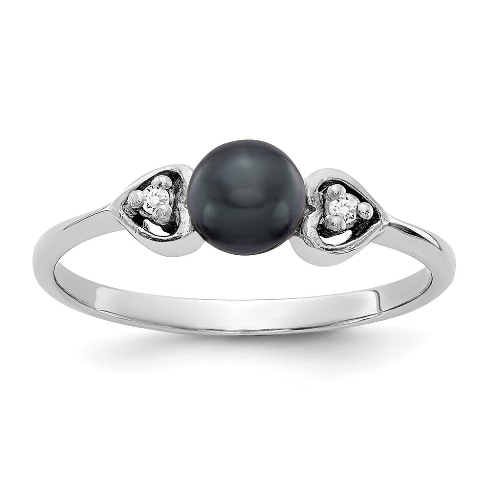 Gold Polished Freshwater Pearl and Diamond Rings