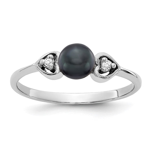 Gold Polished Freshwater Pearl and Diamond Rings