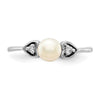 Gold Polished Freshwater Pearl and Diamond Rings