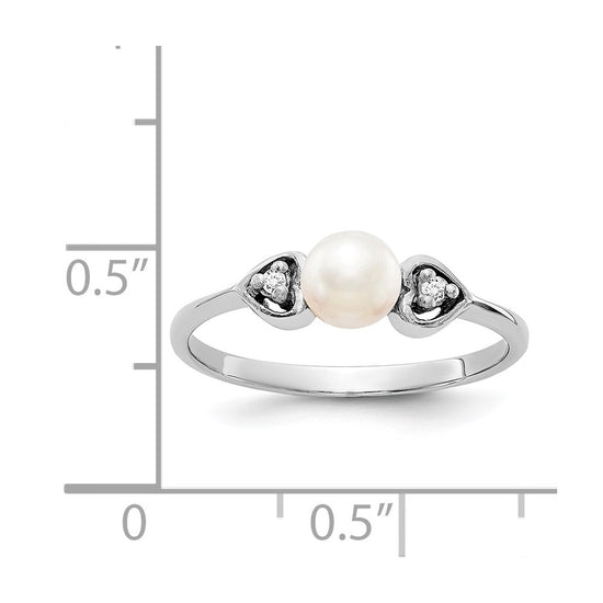 Gold Polished Freshwater Pearl and Diamond Rings