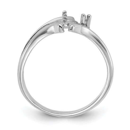 14k White Gold Polished Pearl & Diamond Ring Mounting