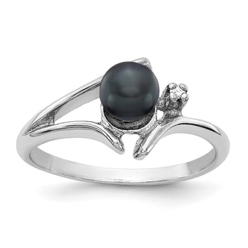 Gold Polished Freshwater Pearl and Diamond Rings