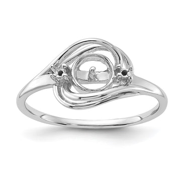 14k White Gold Polished Diamond & Pearl Ring Mounting