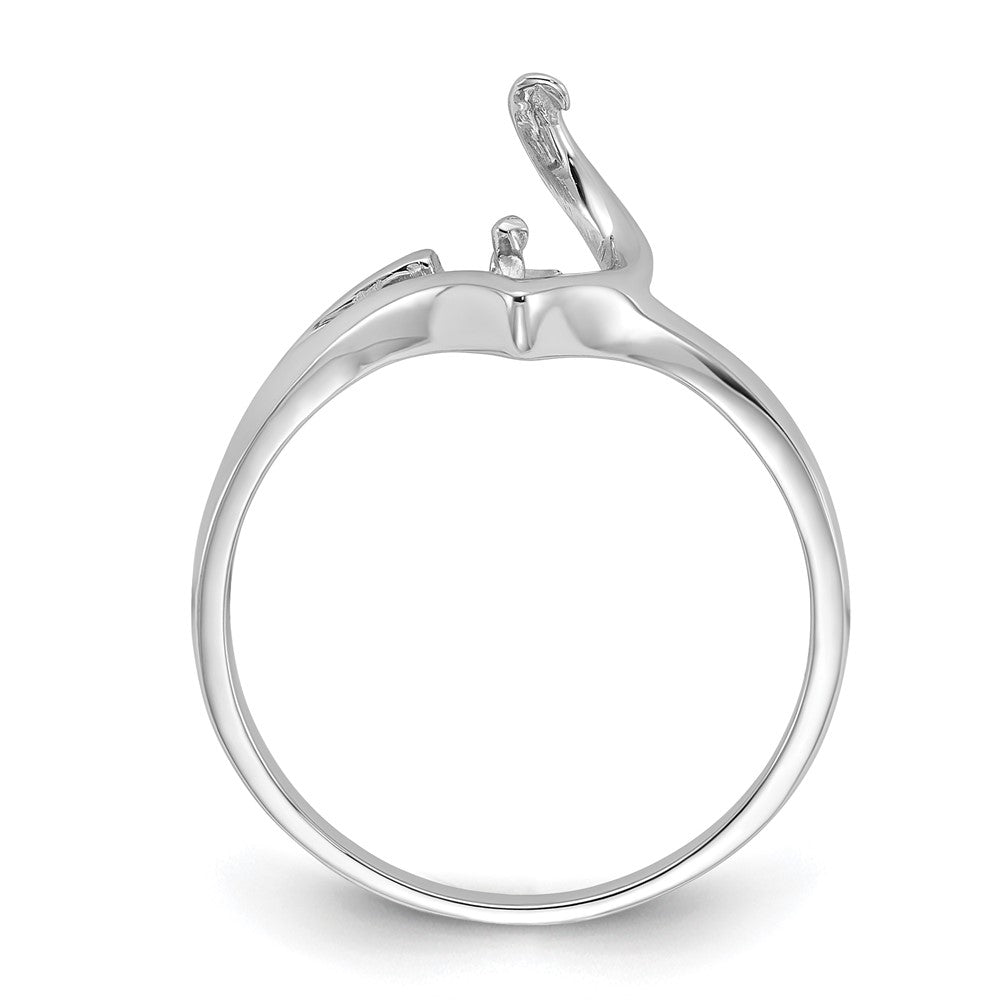14k White Gold Polished Pearl Ring Mounting