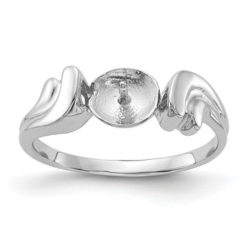 14k White Gold Polished Pearl Ring Mounting