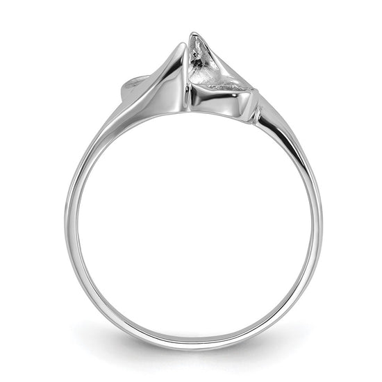 14k White Gold Polished Pearl Ring Mounting