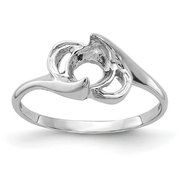 14k White Gold Polished Pearl Ring Mounting