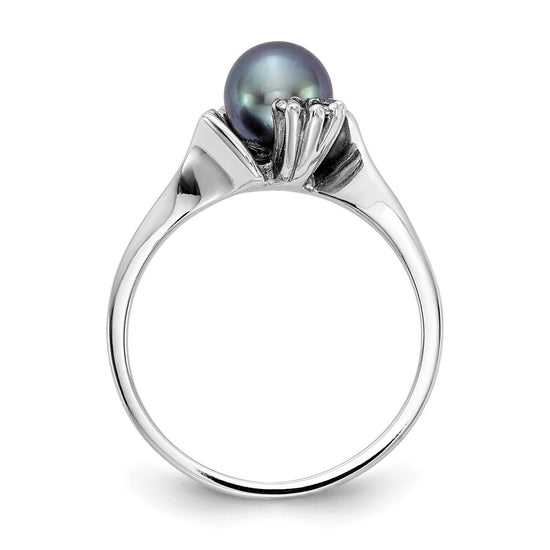 Gold Polished Freshwater Pearl and Diamond Rings