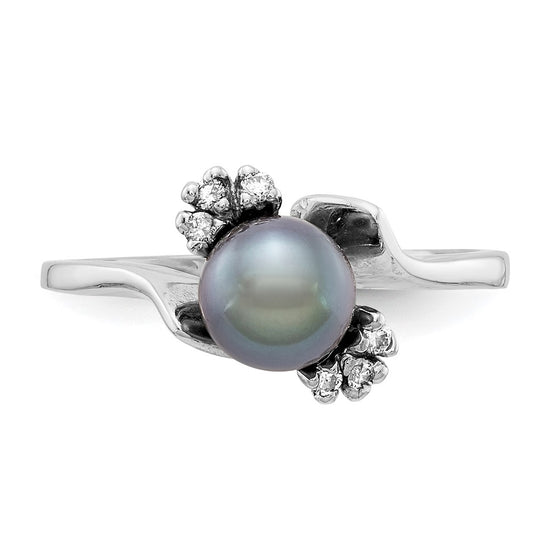 Gold Polished Freshwater Pearl and Diamond Rings