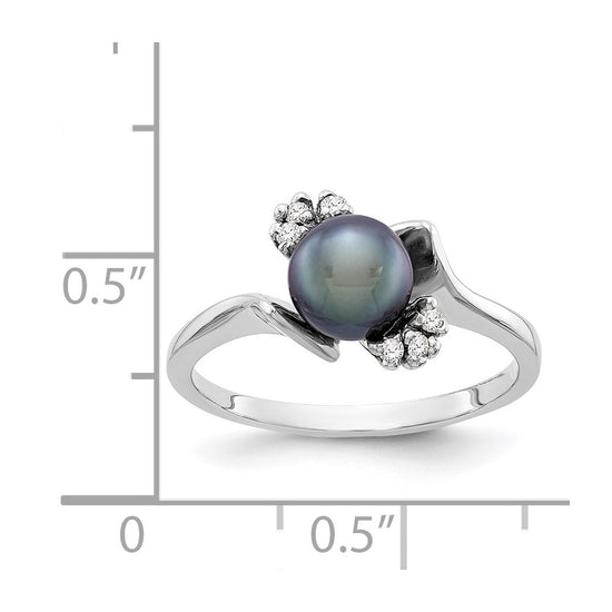 Gold Polished Freshwater Pearl and Diamond Rings