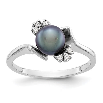 Gold Polished Freshwater Pearl and Diamond Rings