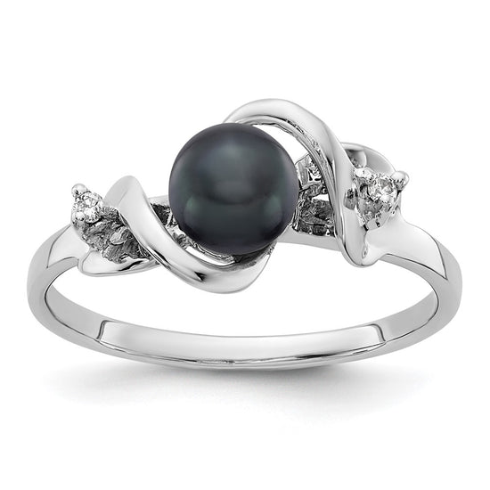 Gold Polished Freshwater Pearl and Diamond Rings