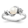 Gold Polished Freshwater Pearl and Diamond Rings