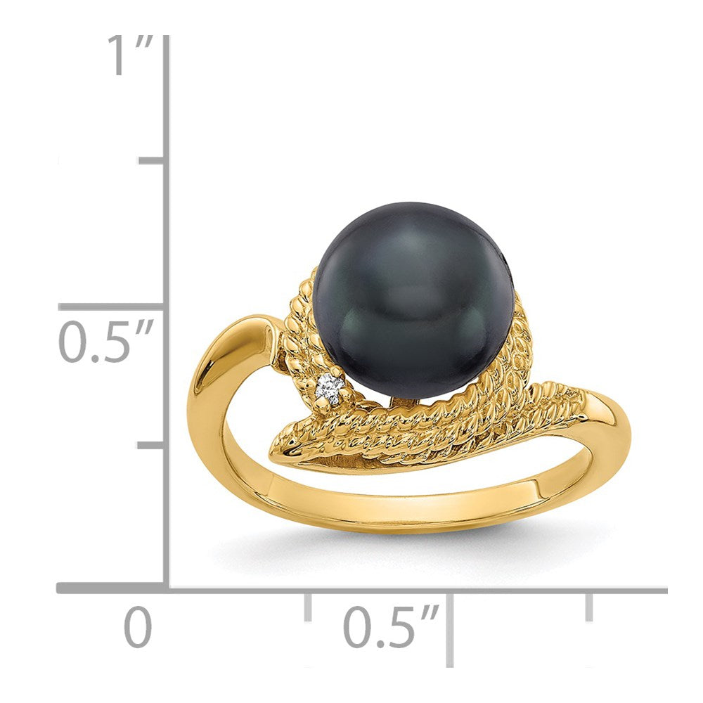 Gold Polished Freshwater Pearl and Diamond Rings