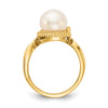 Gold Polished Freshwater Pearl and Diamond Rings