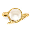 Gold Polished Freshwater Pearl and Diamond Rings