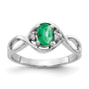 14k White Gold 6x4mm Oval Emerald A Diamond ring