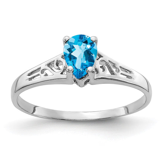 14k White Gold Pear Gemstone rings