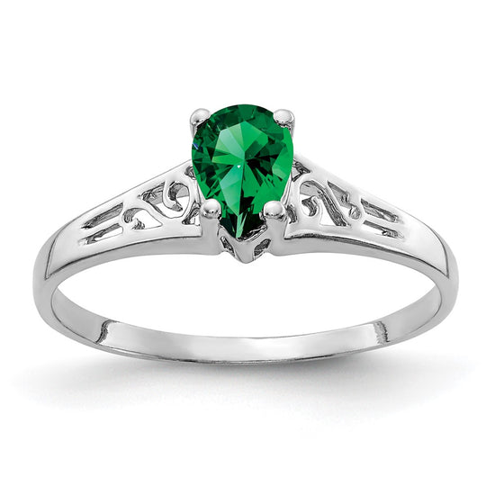 14k White Gold Pear Gemstone rings