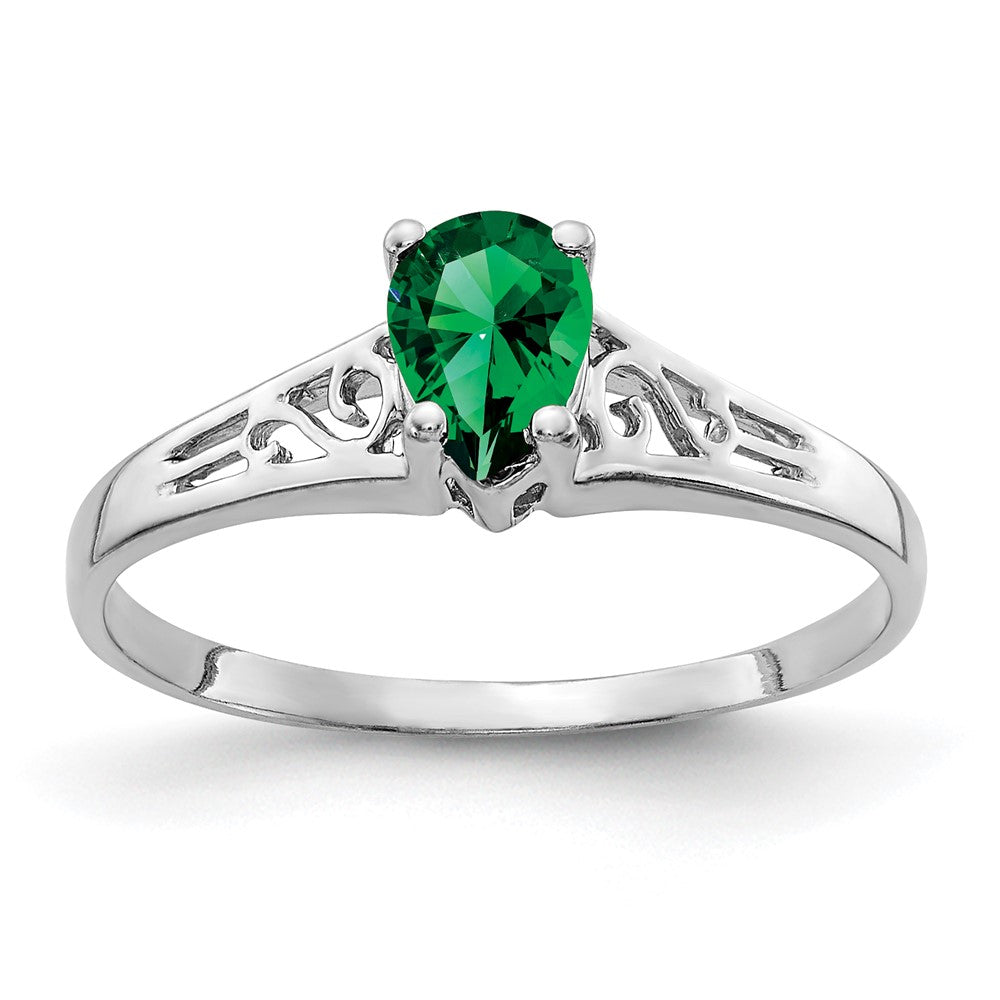 14k White Gold Pear Gemstone rings
