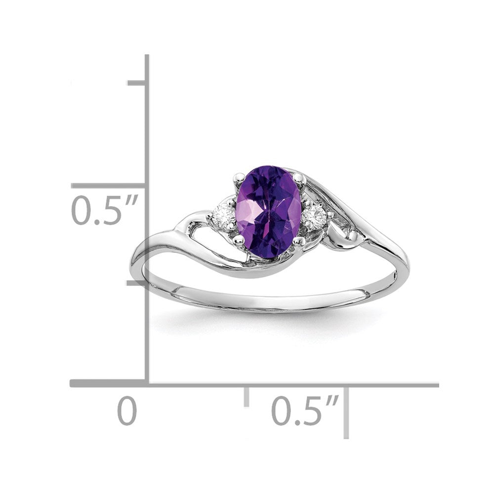 14k White Gold 6x4mm Oval Gemstone & Diamond rings