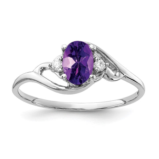 14k White Gold 6x4mm Oval Gemstone & Diamond rings