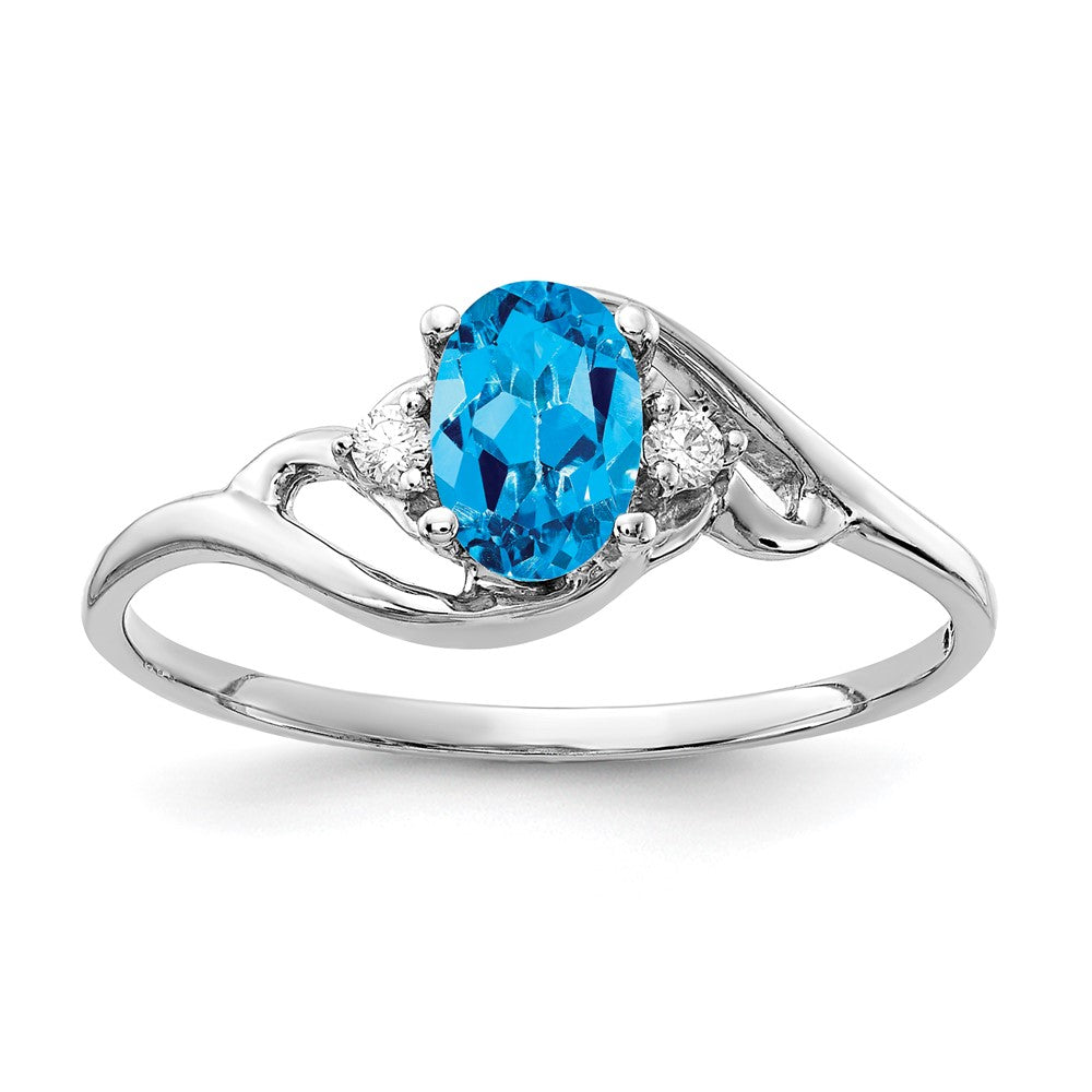 14k White Gold 6x4mm Oval Gemstone & Diamond rings