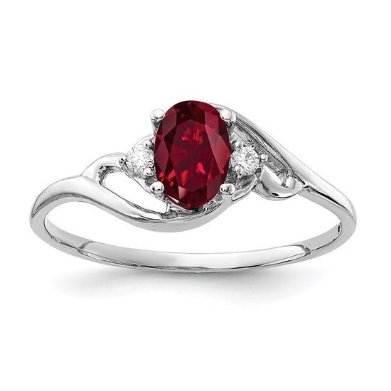 14k White Gold 6x4mm Oval Gemstone & Diamond rings