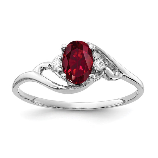 14k White Gold 6x4mm Oval Gemstone & Diamond rings