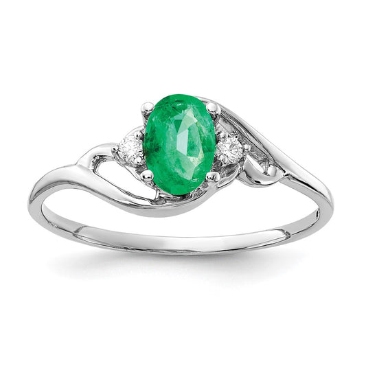 14k White Gold 6x4mm Oval Gemstone & Diamond rings