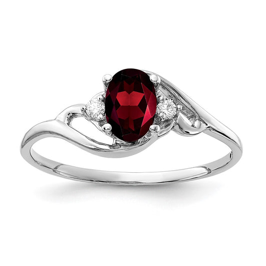 14k Yellow Gold 6x4mm Oval Garnet AA Diamond ring