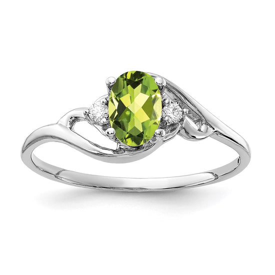 14k White Gold 6x4mm Oval Gemstone & Diamond rings