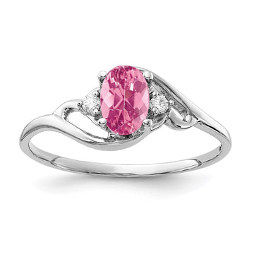 14k White Gold 6x4mm Oval Gemstone & Diamond rings