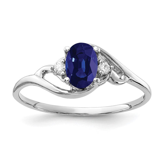 14k White Gold 6x4mm Oval Gemstone & Diamond rings
