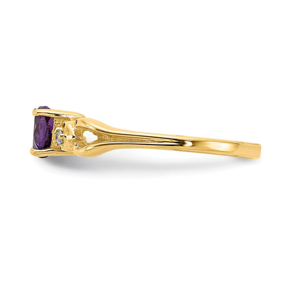 5mm Heart Gemstone & Diamond rings — Purple Amethyst