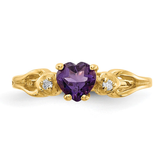 5mm Heart Gemstone & Diamond rings — Purple Amethyst