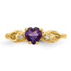5mm Heart Gemstone & Diamond rings — Purple Amethyst