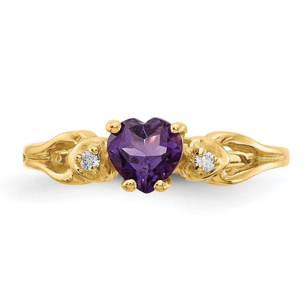5mm Heart Gemstone & Diamond rings — Purple Amethyst